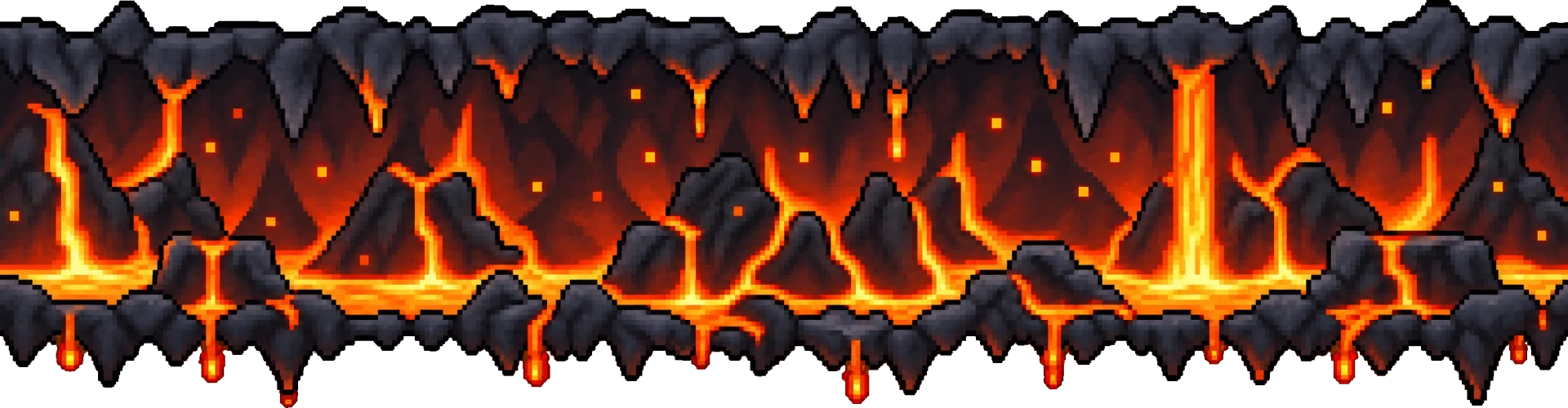 Basalt with glowing lava cracks at the bottom of the mountain